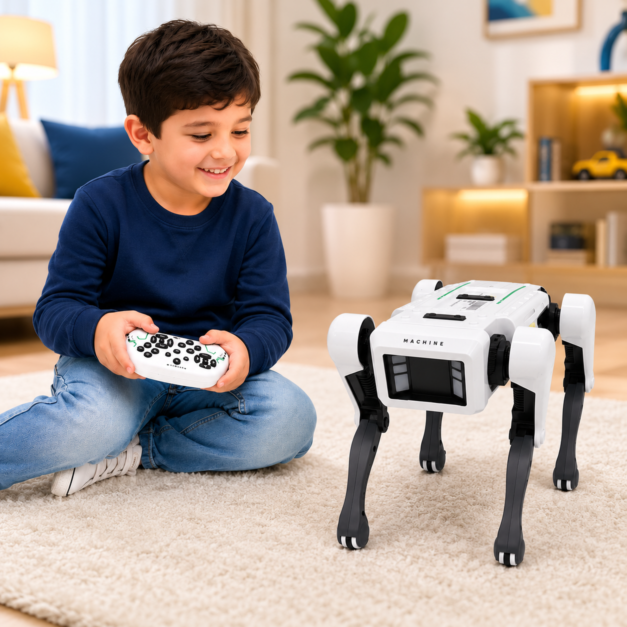 Robot Chien Télécommandé Intelligent – Jouet Interactif qui Marche, Danse, fait de la Musique et a des Lumières LED | Jouet Éducatif STEM Rechargeable pour Enfants