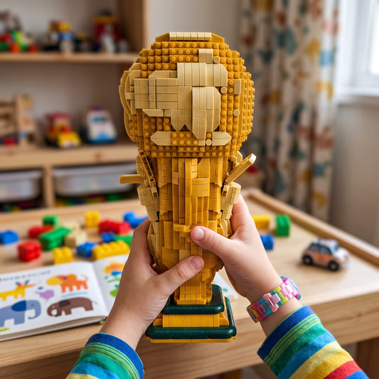 Ensemble de mini-blocs de construction Trophée du Champion en Or – Jouet de construction de luxe à assembler soi-même et modèle d’exposition de collection