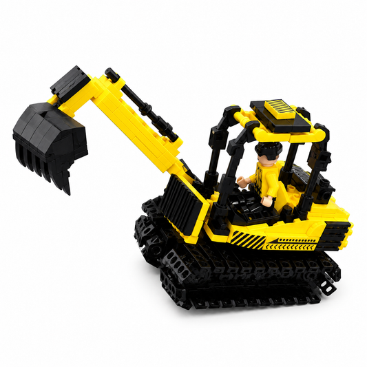 Jouet de construction pelleteuse STEM pour enfants | Véhicule d'ingénierie à construire soi-même | Jouet d'apprentissage créatif et éducatif | Cadeau sûr et durable pour garçons et filles